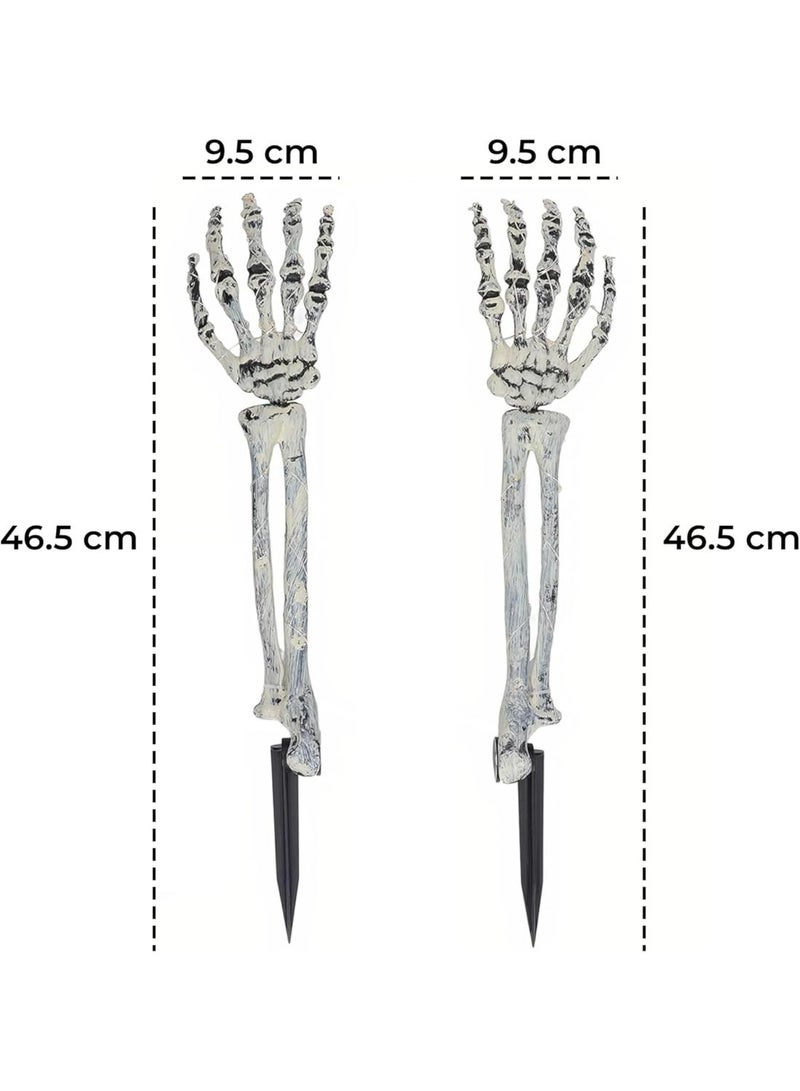 Brain Giggles BrainGiggles Halloween Lighted Skeleton Stakes Set – Arms with LED Warm White Lights Battery Operated – Outdoor Yard Garden Decor, Spooky Indoor Display (Hands only) - Image 4