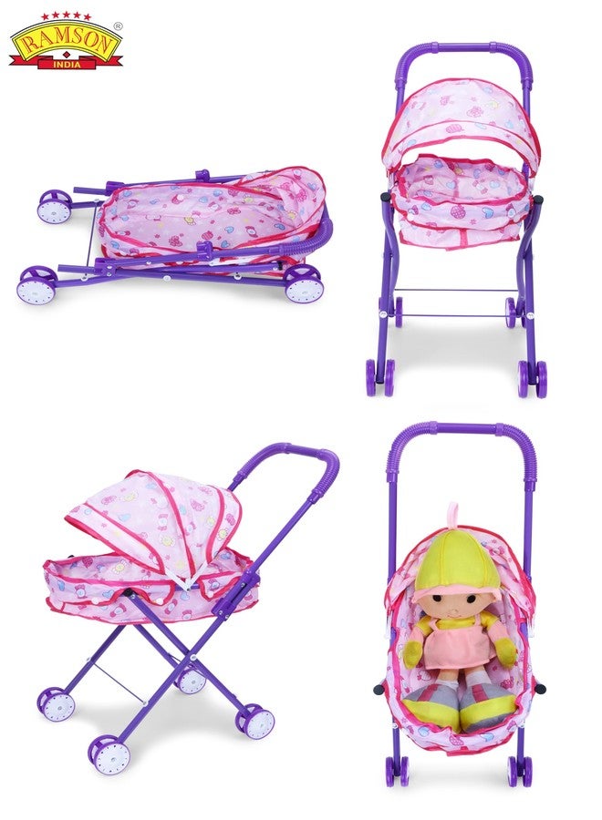 Ramson India Kid New Toy Set , Toys Baby Doll Mini Stroller Real Stroller for Girls Doll Stroller - Purple - Image 4