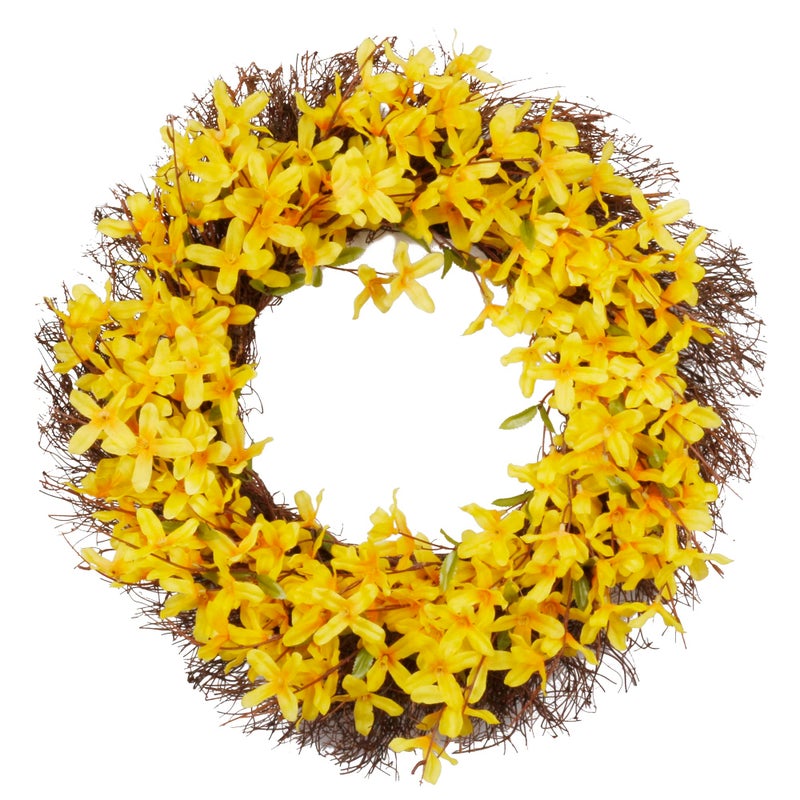 Softflame SOFTFLAME 18 inch Artificial Wreath Forsythia Flower Wreath Door Wreath Ideal Gift for Home Office Indoor Decoration 