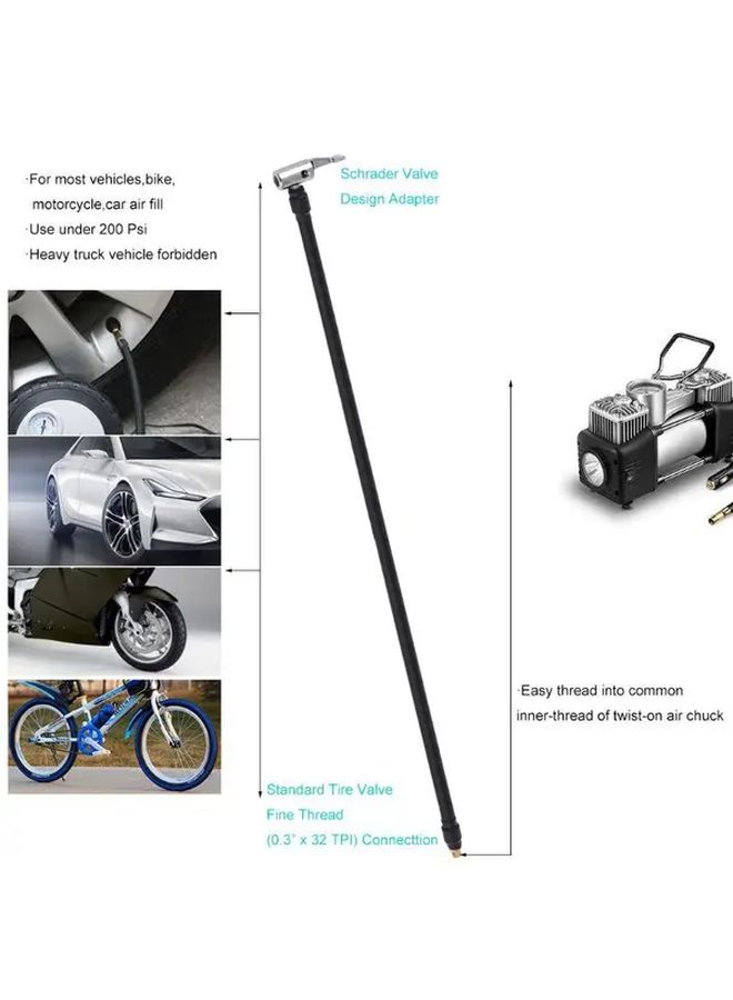 Universal Tire Inflator Kit With 60cm Extension Hose For Bike Motorcycle Car - Image 4