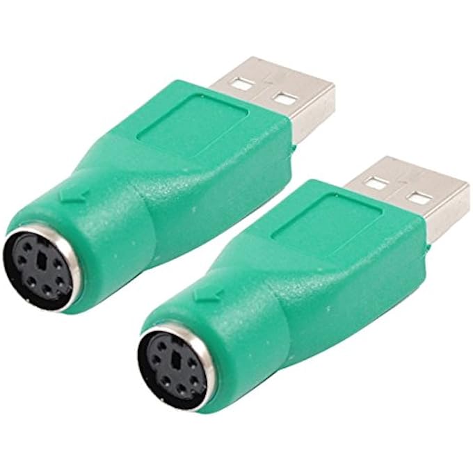 rayihni PS/2 FEMALE TO USB MALE COMPUTER KEYBOARD MOUSE ADAPTER CONNECTOR 2 PCS GREEN