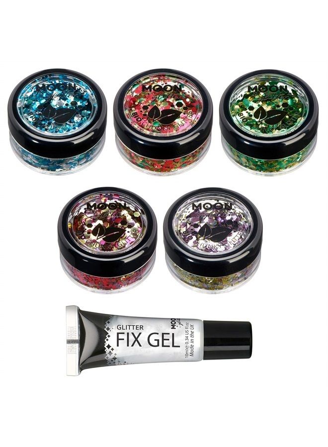 Moon Glitter Mystic Bio Biodegradable Eco Chunky Glitter by Moon Glitter - 100% Cosmetic Bio Glitter for Face, Body, Nails, Hair and Lips - 0.10oz - Set of 5 - Image 1