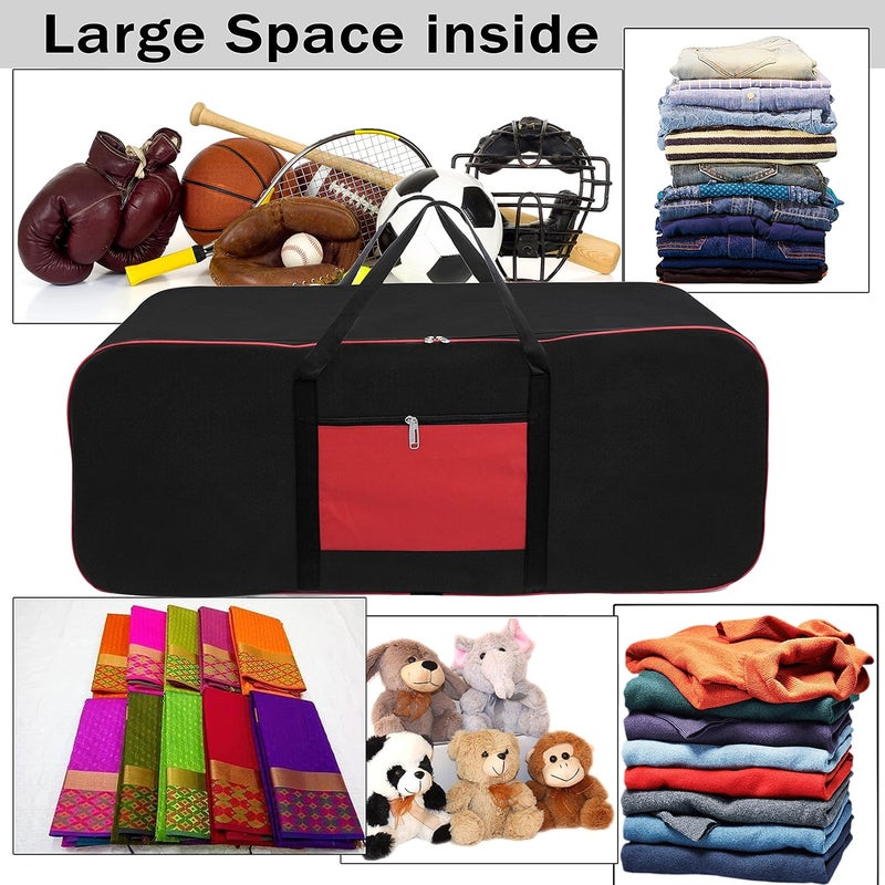 Storite Nylon Jumbo SuperSize 160 L Moisture Proof MultiPurpose Heavy Duty Storage Bag for ToysStationeryBlanketsClothesMoving Bags With Strong Reinforced Handles Rectangular Black114x30 x47cm - Image 3