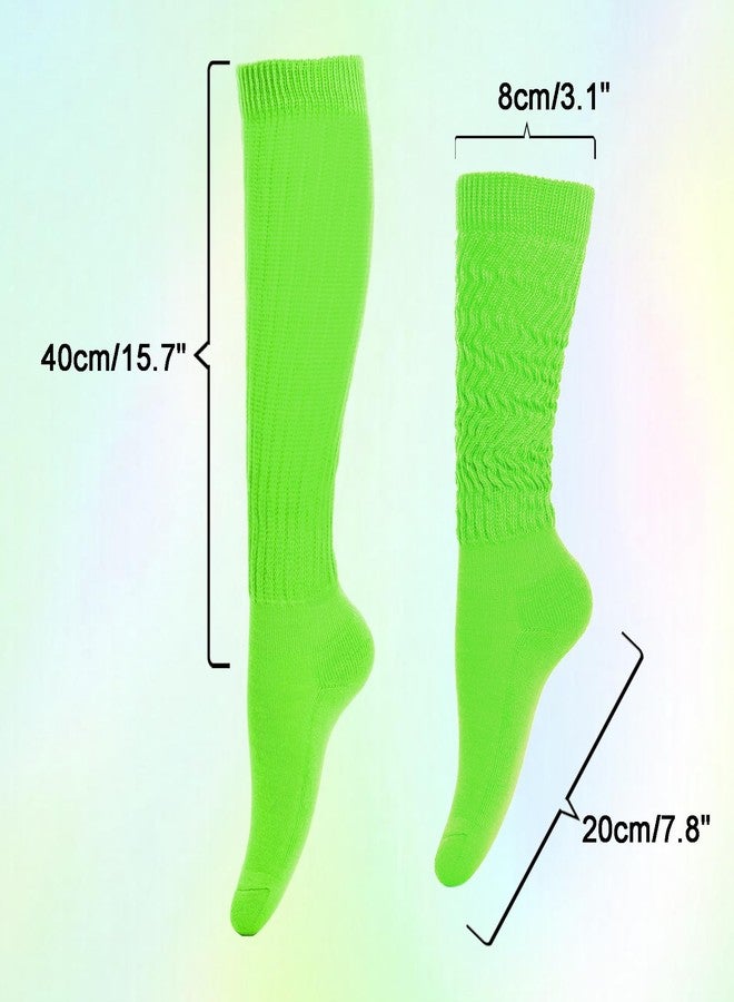 Gvhntk Slouch Socks Women 80s 90s Scrunch Socks Extra Long Slouchy Sock Knee High Sock (Green) - Image 3