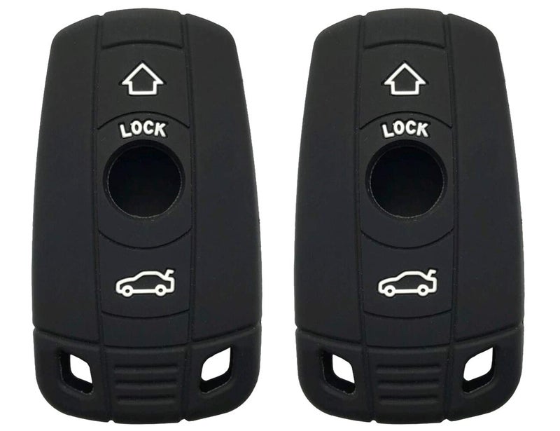 BMW Remote Keyless Entry Silicone Protector Skin Key Fob Cover Case Fit for 1 3 5 Series X5 X6 Z4 E90 Black 2pcs