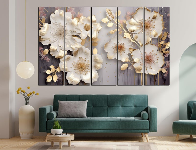 CN RETAILS White Flower European Style painting with frame Big Size (48x30) Wall Art for living room,Bedroom,Drawing room,Hotels-Wooden Framed Painting ss12_06 - Image 4