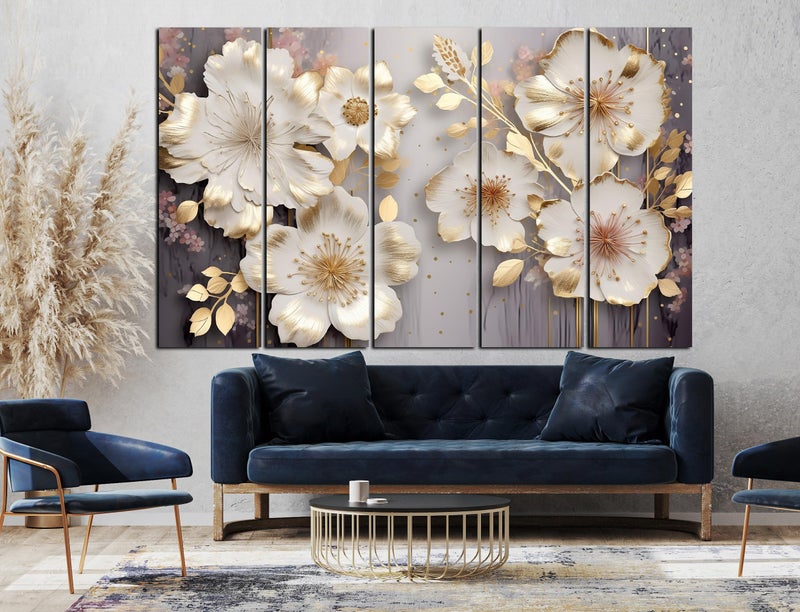 CN RETAILS White Flower European Style painting with frame Big Size (48x30) Wall Art for living room,Bedroom,Drawing room,Hotels-Wooden Framed Painting ss12_06 - Image 2