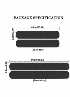 KASTWAVE 4 Pcs Door Sill Protector Carbon Fiber Car Door Guard Bumper Protection Scraper Strip Anti Scratch Scuff Sticker, 3D Carbon Fiber Car Stickers, for Car SUV Pickup Truck  - Image 2