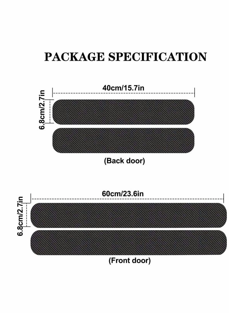 KASTWAVE 4 Pcs Door Sill Protector Carbon Fiber Car Door Guard Bumper Protection Scraper Strip Anti Scratch Scuff Sticker, 3D Carbon Fiber Car Stickers, for Car SUV Pickup Truck  - Image 2