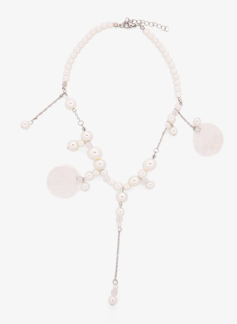 Ginger Beaded Drop Down Statement Necklace