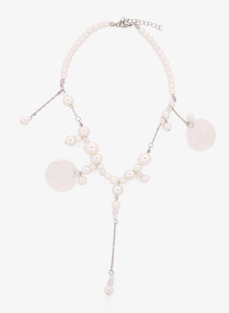 Ginger Beaded Drop Down Statement Necklace - Image 1