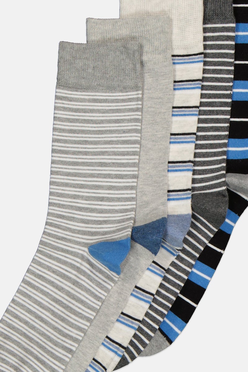 Algspar Men 5 Pairs Stripe Crew Socks, Multicolor  - Image 2