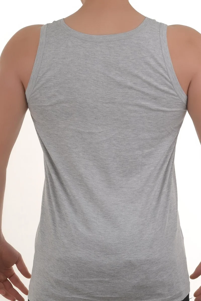 Şahinler ME005 Gray Men's 4 Piece Combed Cotton Undershirt