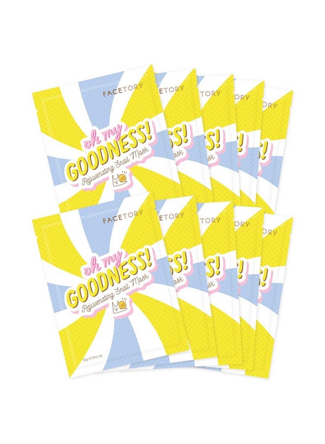 فايستوري قناع ورقي من أوه ماي جودنس لتجديد شباب الحلزون مع زبدة الشيا، قناع ورقي ناعم للبشرة المعرضة لحب الشباب، قناع مرطب ومعزز وممتلئ للوجه (عبوة من 10 قطع) - Image 1