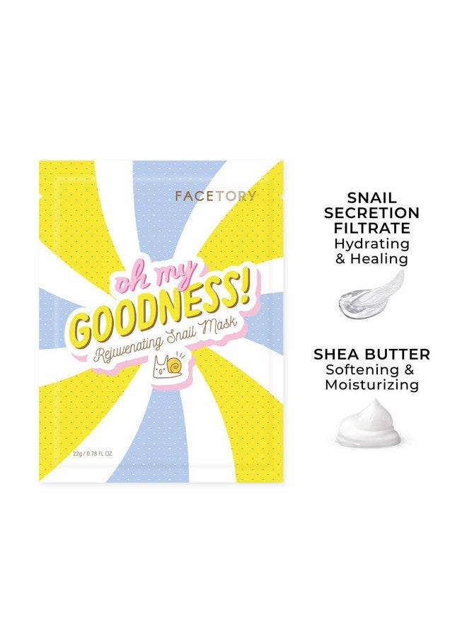 فايستوري قناع ورقي من أوه ماي جودنس لتجديد شباب الحلزون مع زبدة الشيا، قناع ورقي ناعم للبشرة المعرضة لحب الشباب، قناع مرطب ومعزز وممتلئ للوجه (عبوة من 10 قطع) - Image 2