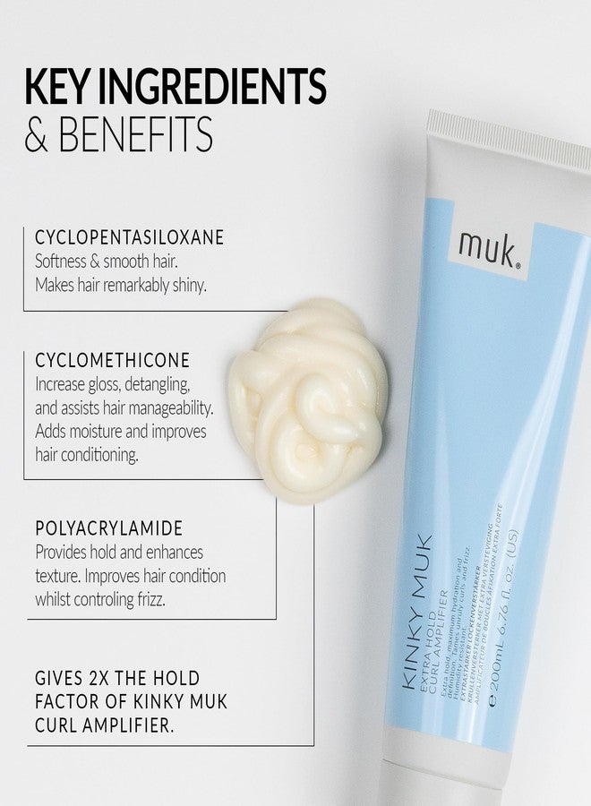 MUK. Kinky Extra Hold Curl Amplifier - Firm Hold Cream for Curly Hair. Frizz Reducing Curl Cream with Moisturising Properties. Humidity Resistant Styling for Medium to Coarse Hair, 200ml - Image 5