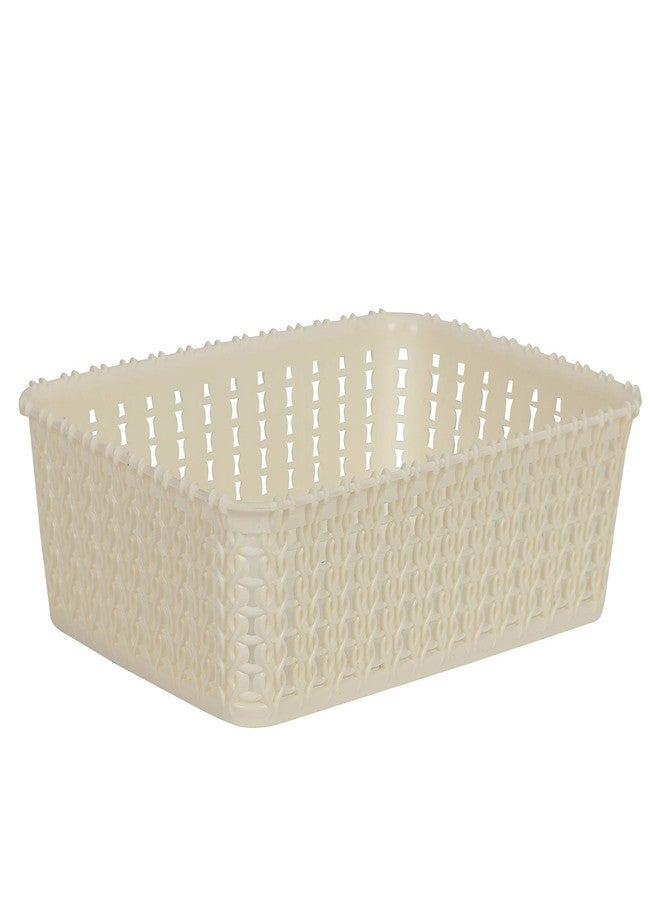 Cutting EDGE Basket Small Plastic Storage Organizer Durable with Handles for Kitchen, Wardrobe, Bathroom, Office – Multipurpose for Clothes, Toys, Stationery (Set of 3, White) - Image 5