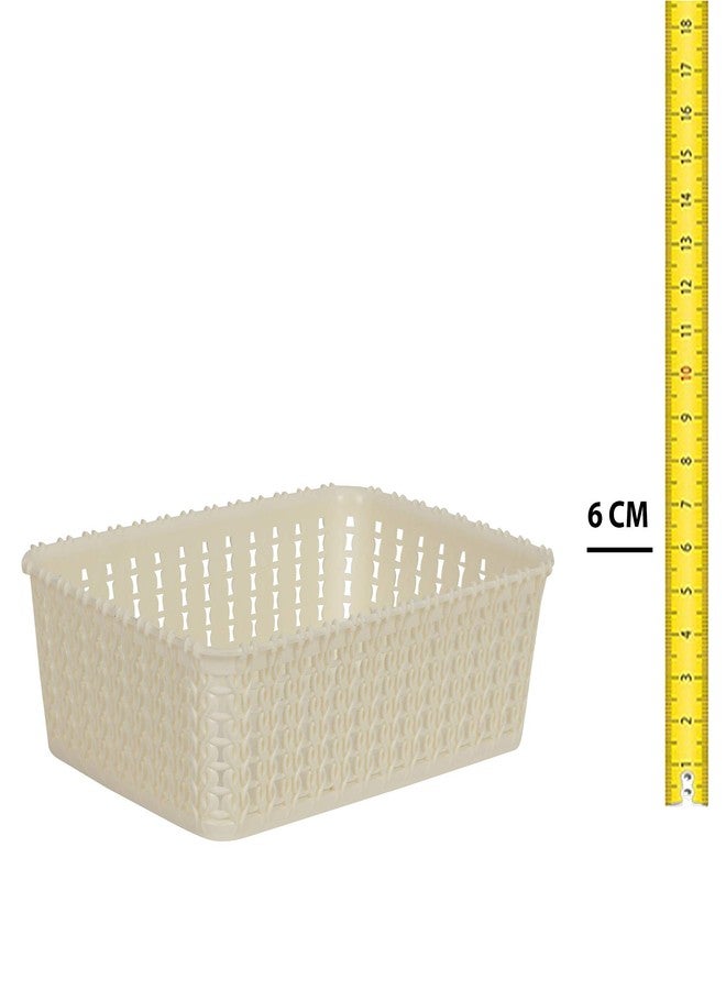 Cutting EDGE Basket Small Plastic Storage Organizer Durable with Handles for Kitchen, Wardrobe, Bathroom, Office – Multipurpose for Clothes, Toys, Stationery (Set of 3, White) - Image 3