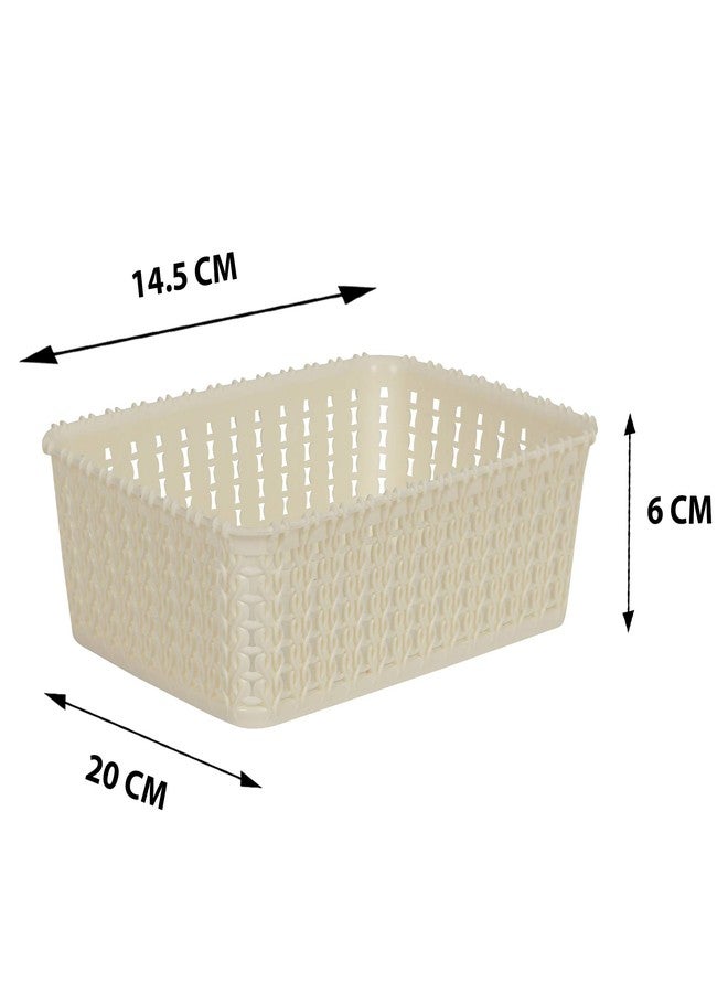Cutting EDGE Basket Small Plastic Storage Organizer Durable with Handles for Kitchen, Wardrobe, Bathroom, Office – Multipurpose for Clothes, Toys, Stationery (Set of 3, White) - Image 2