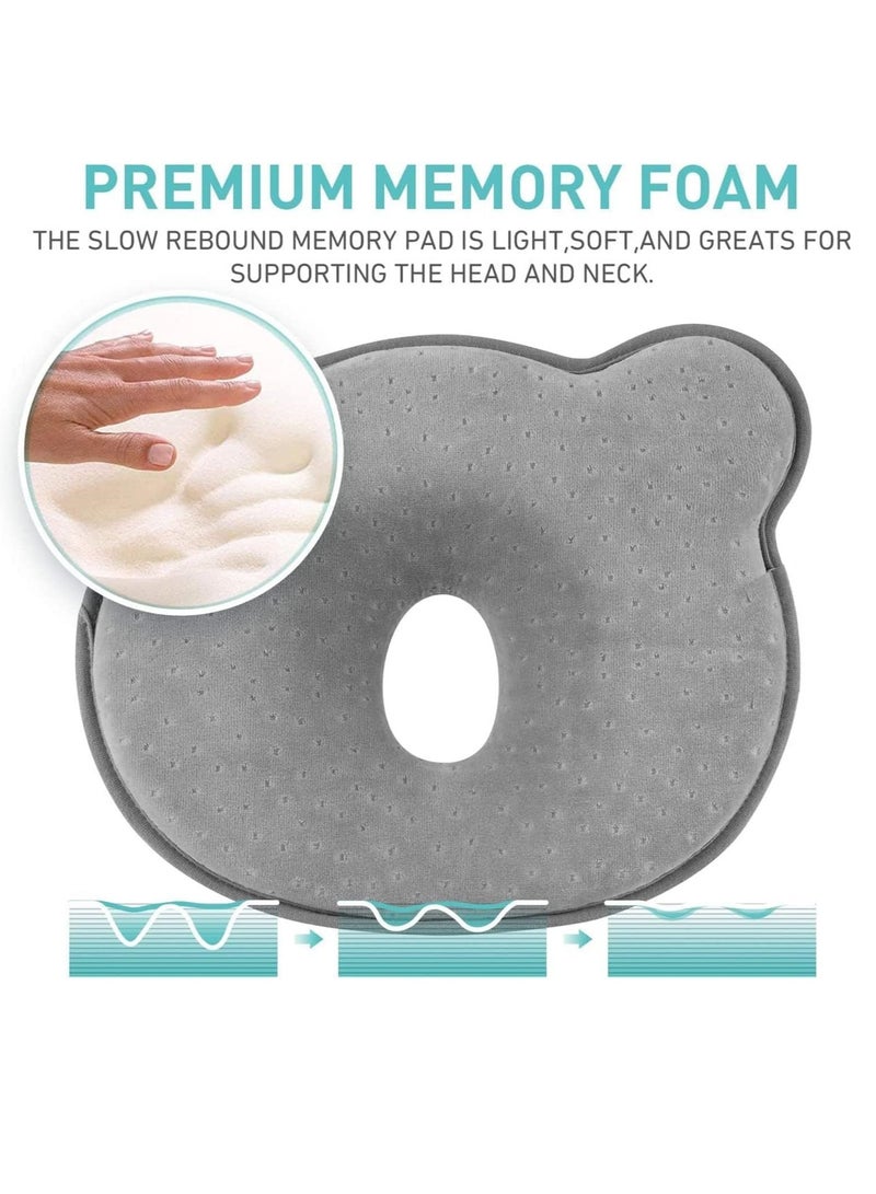 GUDOO Baby Head Shaping Pillow Baby Pillow 3D Memory Foam Pillow for Infants and Newborn Baby Neck Support Baby Pillow Breathable Set for Infants Toddlers - Image 2