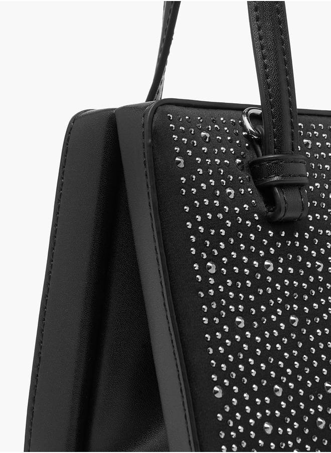 Celeste Women Embellished Tote Bag with Adjustable Strap and Magnetic Closure  - Image 5