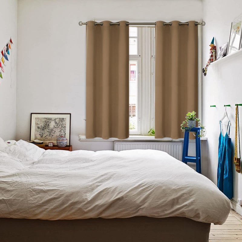 BGment Blackout Curtains for Living Room - Grommet Thermal Insulated Room Darkening Curtains for Bedroom  2 Panels of 38 x 45 Inch  Taupe - Image 2