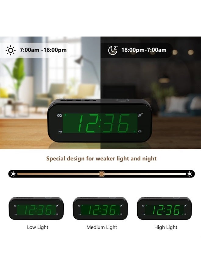 Timegyro Small Digital Battery Operated Clock,LED Desk Clock Battery Powered only Cordless Alarm Clock with Snooze Brightness Adjustable 12/24 Mode Easy Setting for Bedroom,Shelf,Travel - Image 4