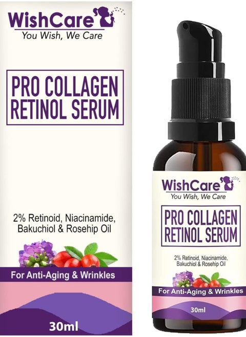 WishCare Pro Collagen Retinol Serum For Anti-Aging, Skin Firming & Plumping Skin With 2% Retinoid Niacinamide Shea Butter & Rosehip 30 ml Off White