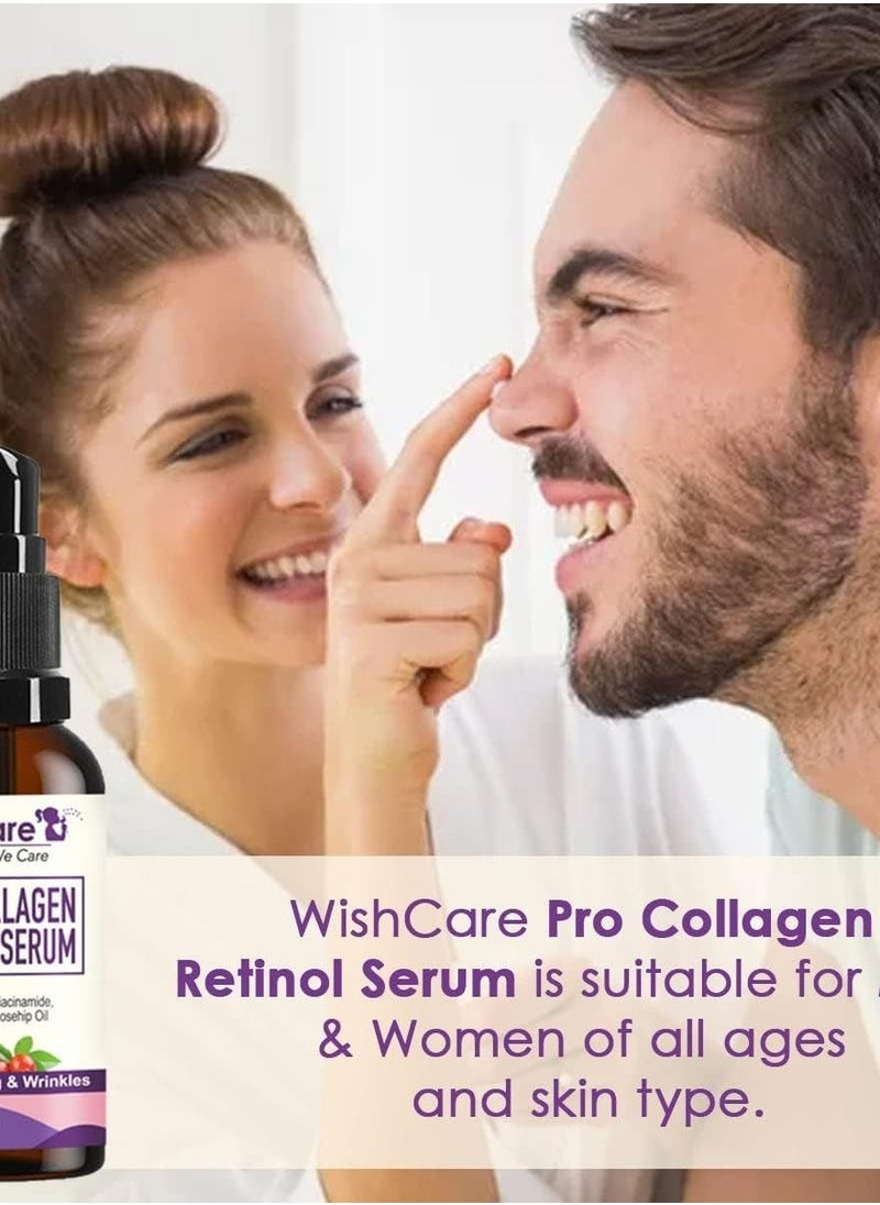 WishCare Pro Collagen Retinol Serum For Anti-Aging, Skin Firming & Plumping Skin With 2% Retinoid Niacinamide Shea Butter & Rosehip 30 ml Off White