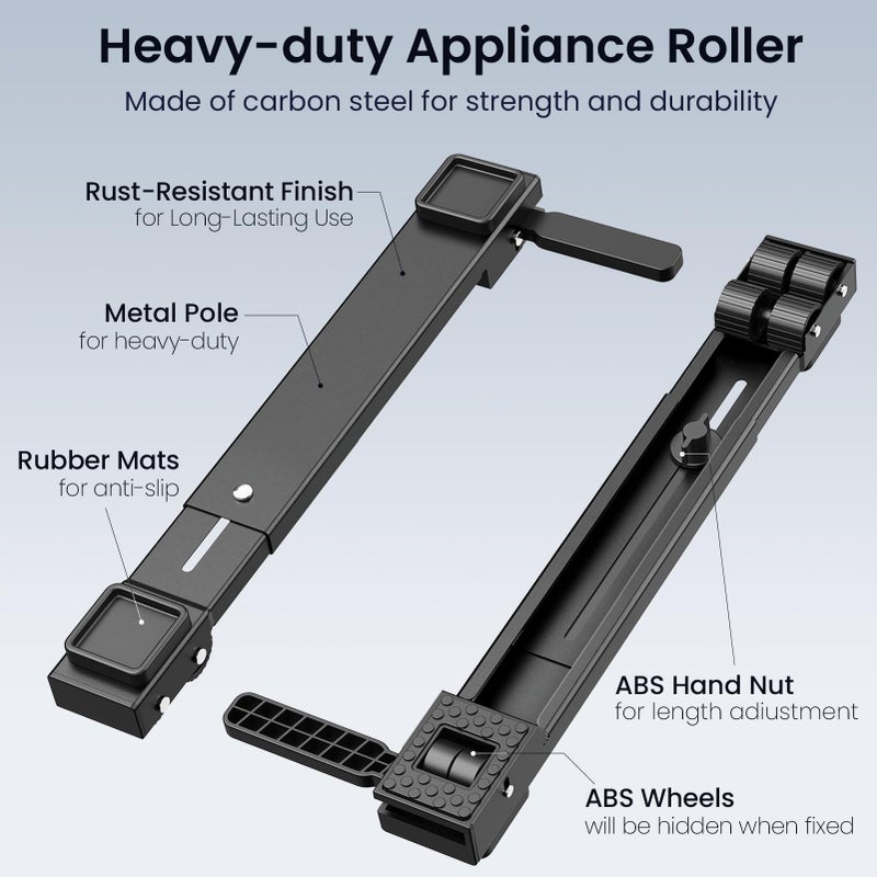 PHOPHO Appliance Slider Heavy Duty with Wheels, Adjustable Appliance Roller Base Max 32", Lockable Furniture Mover for Hardwood Floors, Easy Move for Refrigerator, Dryer, Dishwasher, Washing Machine (Black) - Image 2