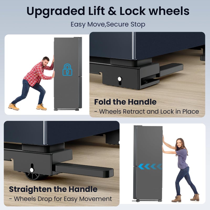 PHOPHO Appliance Slider Heavy Duty with Wheels, Adjustable Appliance Roller Base Max 32", Lockable Furniture Mover for Hardwood Floors, Easy Move for Refrigerator, Dryer, Dishwasher, Washing Machine (Black) - Image 4