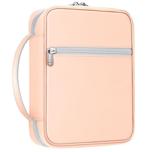 FINPAC Bible Cover, Carrying Book Case Church Bag Bible Protective with Handle and Zippered Pocket, Gift for Mother Lady Women Men, Rose Gold - Image 1