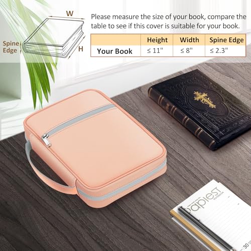 FINPAC Bible Cover, Carrying Book Case Church Bag Bible Protective with Handle and Zippered Pocket, Gift for Mother Lady Women Men, Rose Gold - Image 2