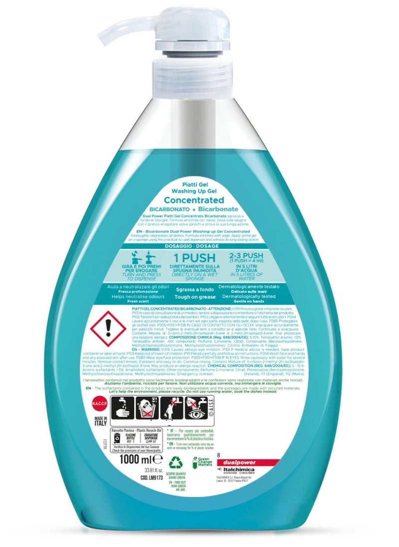 Dual Power - Concentrated Washing Up Gel Bicarbonate 1 L - Image 1
