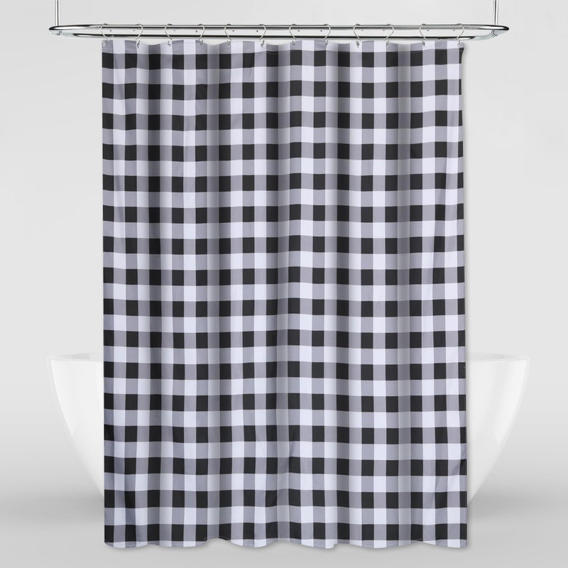 Moslovstar 72 x 72 Inch Buffalo Check Shower Curtain Farmhouse Style Black and White Plaid WaterRepellent Polyester Bath Curtain Machine Wash