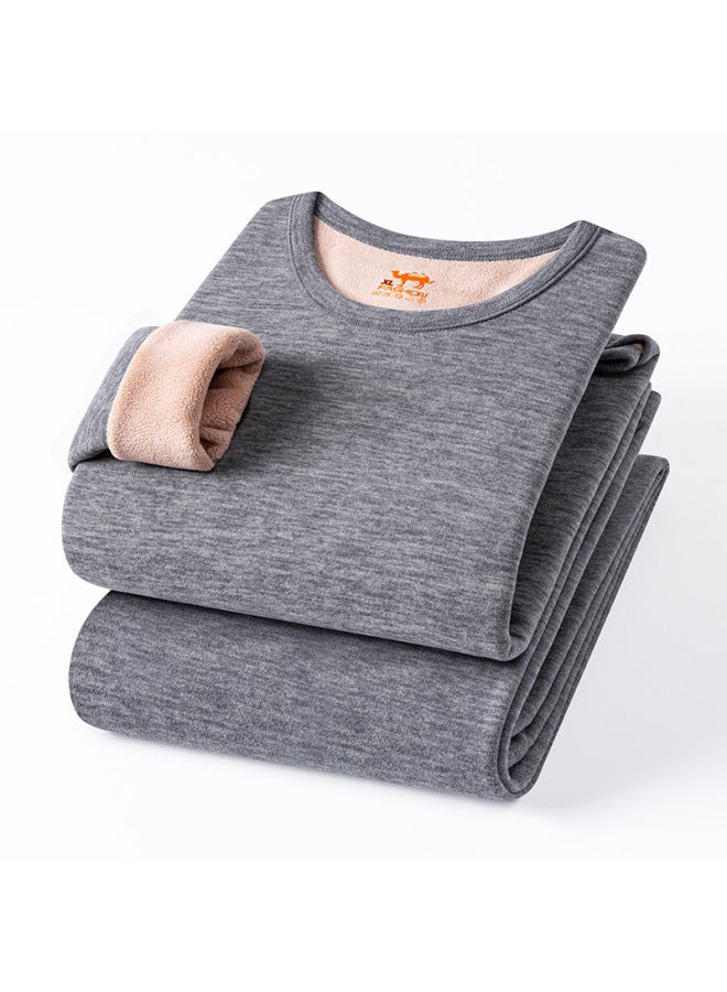Camel Wool Thick Autumn And Winter Thermal Underwear Set For Dad, Fleece-lined And Thickened, Heat-generating, For Middle-aged And Elderly Men And Women