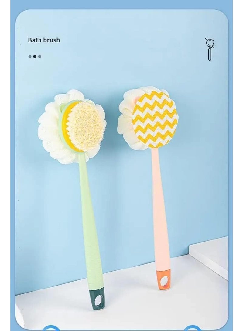 طقم فرشاة استحمام بيد طويلة – قطعتين معًا لتنظيف وتقشير الجسم - Image 3