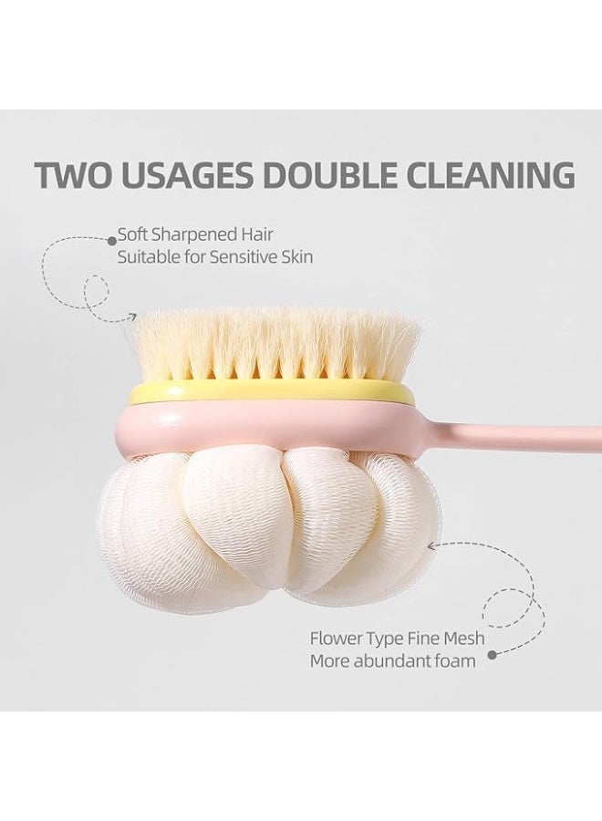 طقم فرشاة استحمام بيد طويلة – قطعتين معًا لتنظيف وتقشير الجسم - Image 4