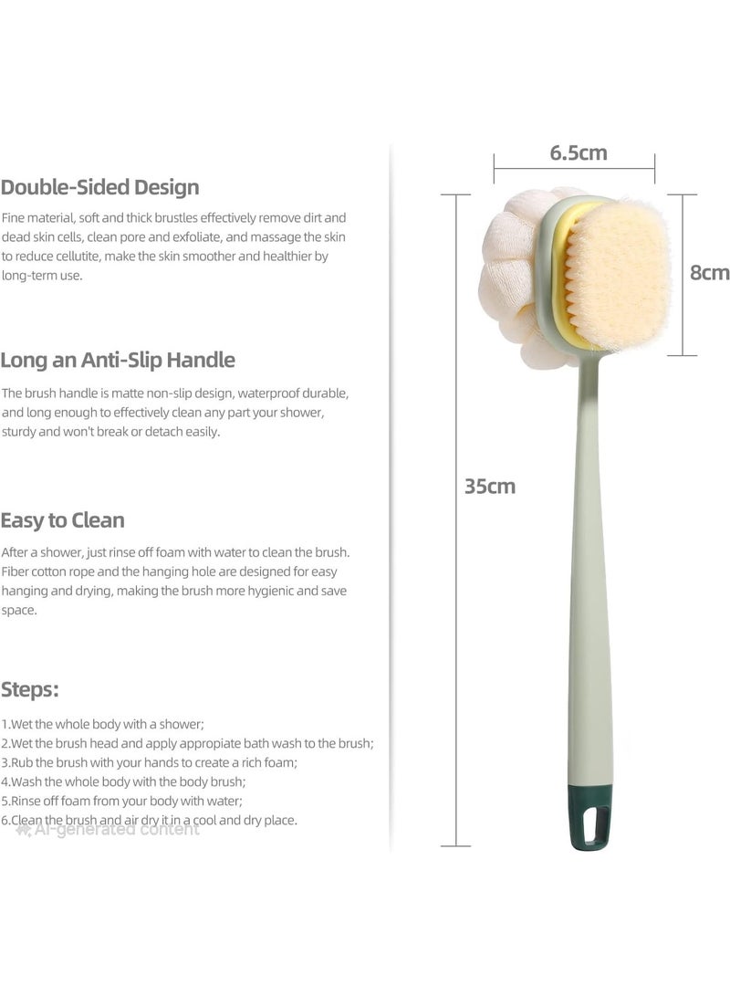 طقم فرشاة استحمام بيد طويلة – قطعتين معًا لتنظيف وتقشير الجسم - Image 5