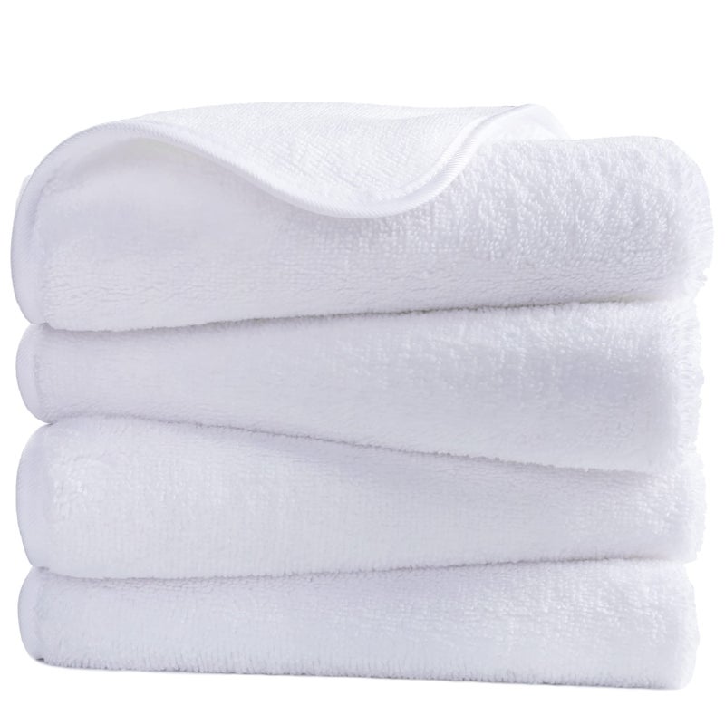 POLYTE Quick Dry Lint Free Microfiber Hand Towel 16 x 30 in Set of 4 White - Image 1