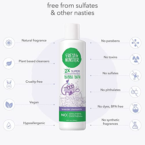 Fresh Monster Kids Foaming Bubble Bath | Hypoallergenic, Natural for Kids & Toddlers | Super Concentrated | Soothing Lavender Scent | Bath Time Essentials - Image 4