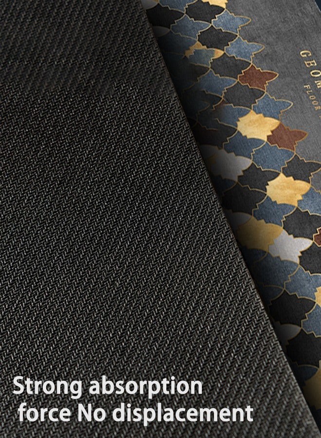 Hihonor 2-Piece Geometric Pattern Kitchen Floor Mat Set Grey, Runner Rug for Kitchen, Laundry, Living Room, Bedroom, Bathroom, Front Door - Image 3