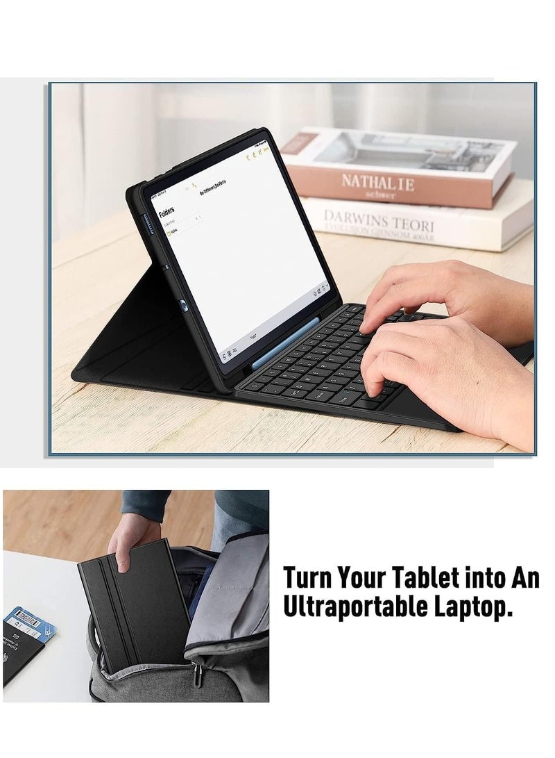 JAJEEK Keyboard Case for Samsung Galaxy Tab S6 Lite 10.4 Inch (2022/2020 Model SM-P610/P613/P615/P619) | Soft TPU Back Cover with Built-in Trackpad | Detachable Wireless Bluetooth Keyboard | Black, Slim & Durable Design - Image 5