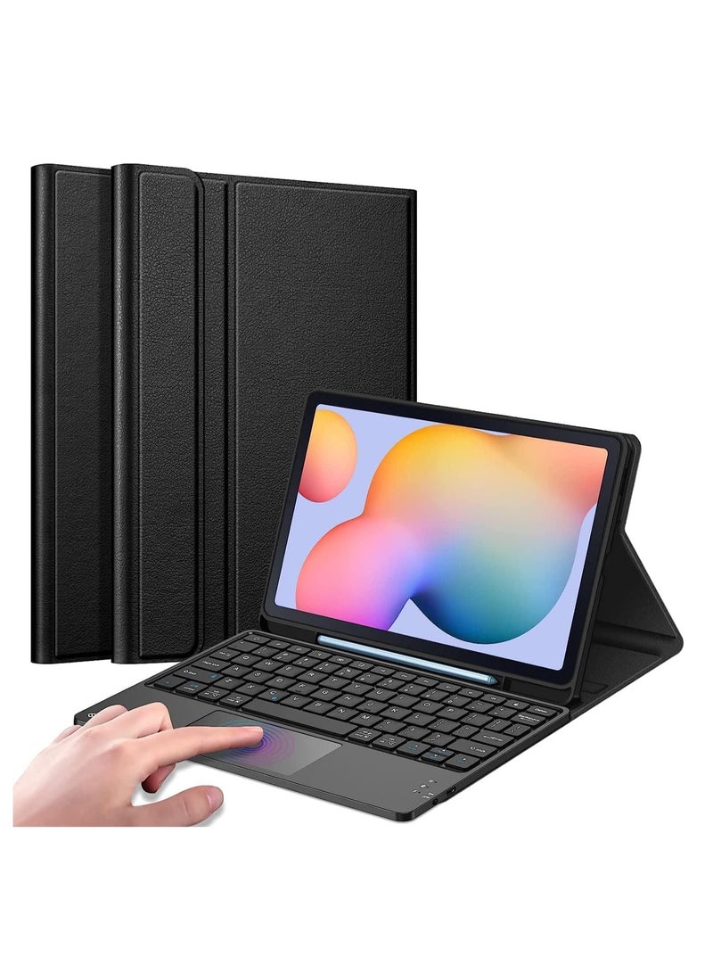 JAJEEK Keyboard Case for Samsung Galaxy Tab S6 Lite 10.4 Inch (2022/2020 Model SM-P610/P613/P615/P619) | Soft TPU Back Cover with Built-in Trackpad | Detachable Wireless Bluetooth Keyboard | Black, Slim & Durable Design - Image 1
