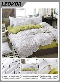 4-Piece Fresh Lattice Printed Duvet Cover Comforter Set Cotton White/Green 200x230cm - pzsku/Z682D28FC61D4CD0CA082Z/45/_/1729662323/442564ca-96ca-4016-88ec-4ca9217d5c6d