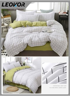 4-Piece Fresh Lattice Printed Duvet Cover Comforter Set Cotton White/Green 200x230cm - pzsku/Z682D28FC61D4CD0CA082Z/45/_/1729662333/e817dec5-f60f-4401-b55b-0e2c4e143e80