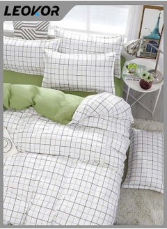 4-Piece Fresh Lattice Printed Duvet Cover Comforter Set Cotton White/Green 200x230cm - pzsku/Z682D28FC61D4CD0CA082Z/45/_/1729662394/147059b4-d57f-4a7c-843b-0a51359568eb