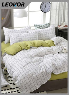 4-Piece Fresh Lattice Printed Duvet Cover Comforter Set Cotton White/Green 200x230cm - pzsku/Z682D28FC61D4CD0CA082Z/45/_/1729662404/a7ac394e-479d-4549-ba4d-93123c8cea8b