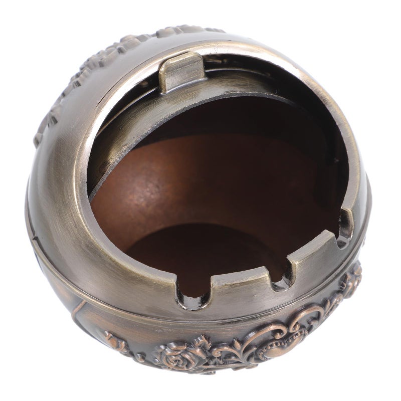 Bronze Rose Metal Ashtray with Lid Portable Windproof for Indoor Outdoor - Image 2