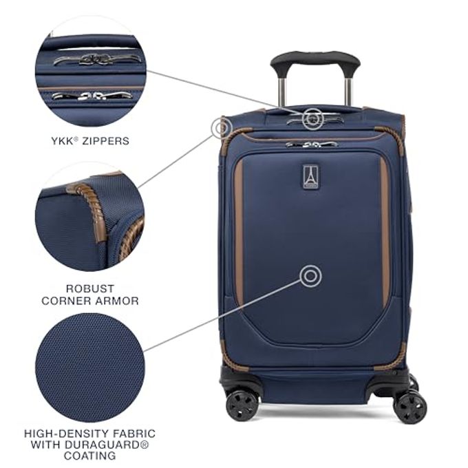 Travelpro Crew Classic Lightweight Softside Expandable Carry On Luggage, 8 Wheel Spinner Suitcase, Men And Women, Carry On 21-Inch, Patriot Blue - Image 3